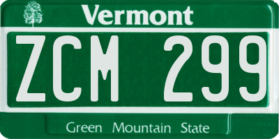 VT license plate ZCM299