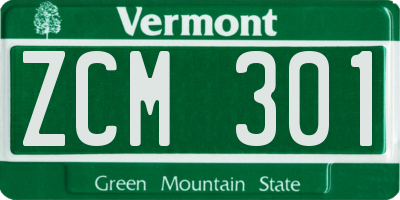 VT license plate ZCM301