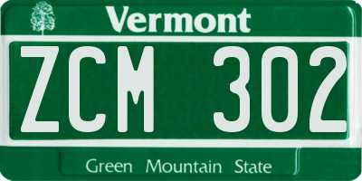 VT license plate ZCM302