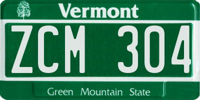 VT license plate ZCM304