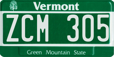 VT license plate ZCM305
