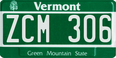 VT license plate ZCM306