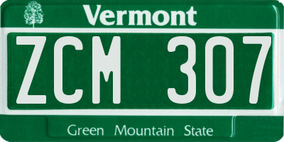 VT license plate ZCM307