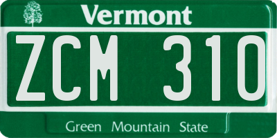 VT license plate ZCM310