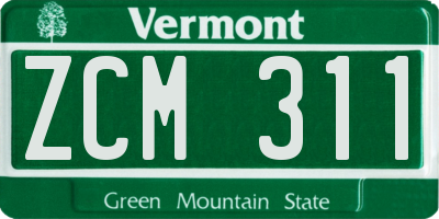 VT license plate ZCM311
