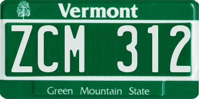 VT license plate ZCM312