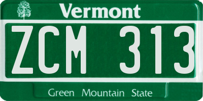 VT license plate ZCM313