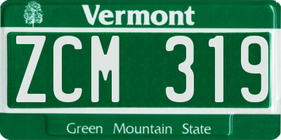 VT license plate ZCM319