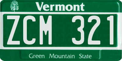 VT license plate ZCM321
