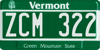VT license plate ZCM322