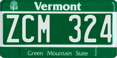 VT license plate ZCM324