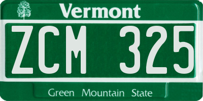 VT license plate ZCM325