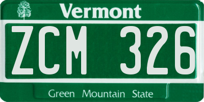 VT license plate ZCM326