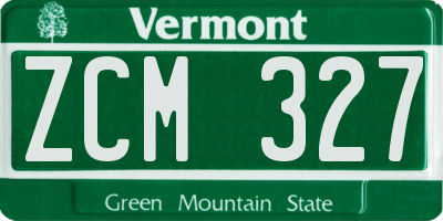 VT license plate ZCM327