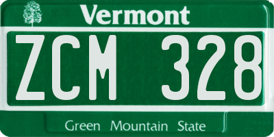 VT license plate ZCM328