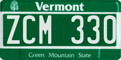 VT license plate ZCM330