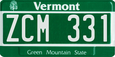 VT license plate ZCM331