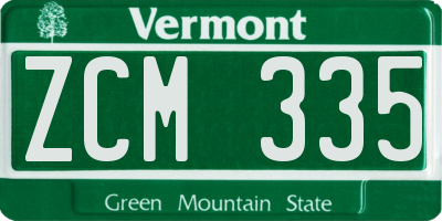 VT license plate ZCM335