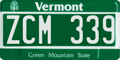 VT license plate ZCM339