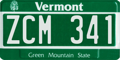 VT license plate ZCM341