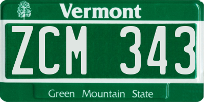VT license plate ZCM343