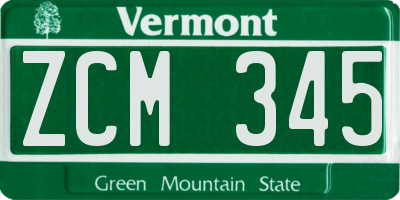 VT license plate ZCM345