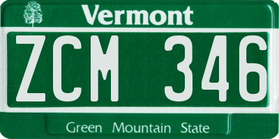 VT license plate ZCM346