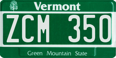VT license plate ZCM350