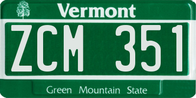 VT license plate ZCM351