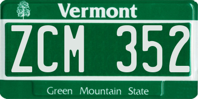 VT license plate ZCM352