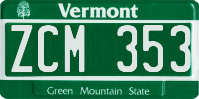 VT license plate ZCM353