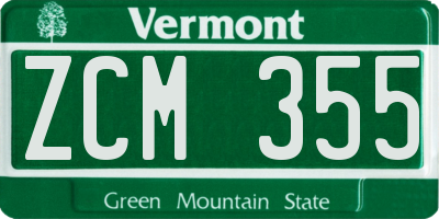 VT license plate ZCM355