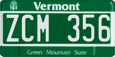 VT license plate ZCM356