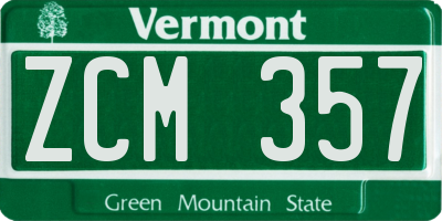 VT license plate ZCM357