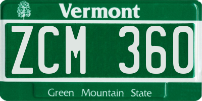 VT license plate ZCM360