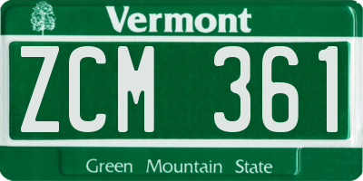 VT license plate ZCM361