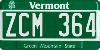 VT license plate ZCM364