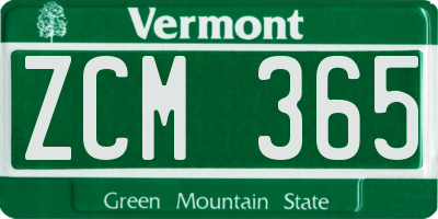 VT license plate ZCM365