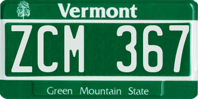 VT license plate ZCM367