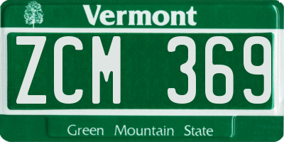 VT license plate ZCM369