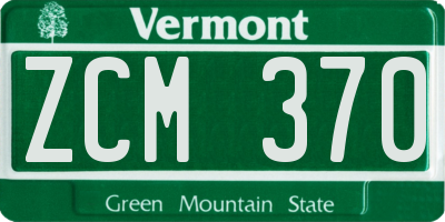 VT license plate ZCM370