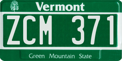 VT license plate ZCM371
