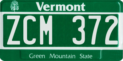 VT license plate ZCM372
