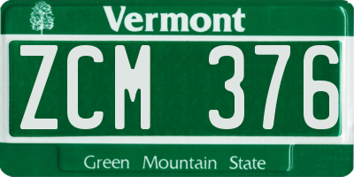 VT license plate ZCM376