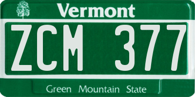 VT license plate ZCM377
