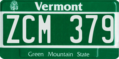 VT license plate ZCM379