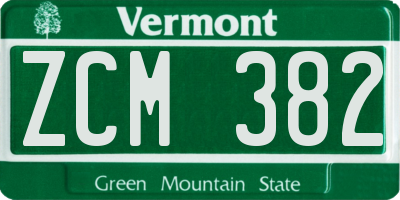 VT license plate ZCM382