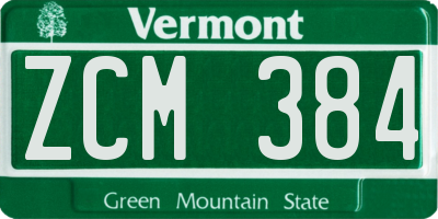 VT license plate ZCM384