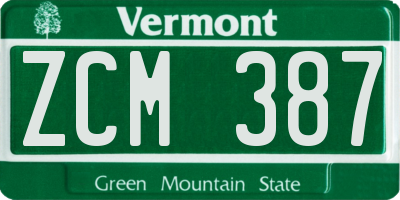 VT license plate ZCM387