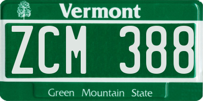 VT license plate ZCM388